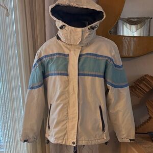 Women's Eagle Canyon ski or snowboarding jacket in cream, blue and gray size L